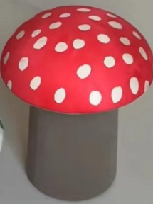 mushroom round low chair red