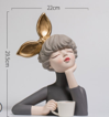 Girl with cup-grey& gold
