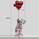 Flying a bear with a heart -pink