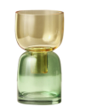 Hourglass vase- yellow&green glass